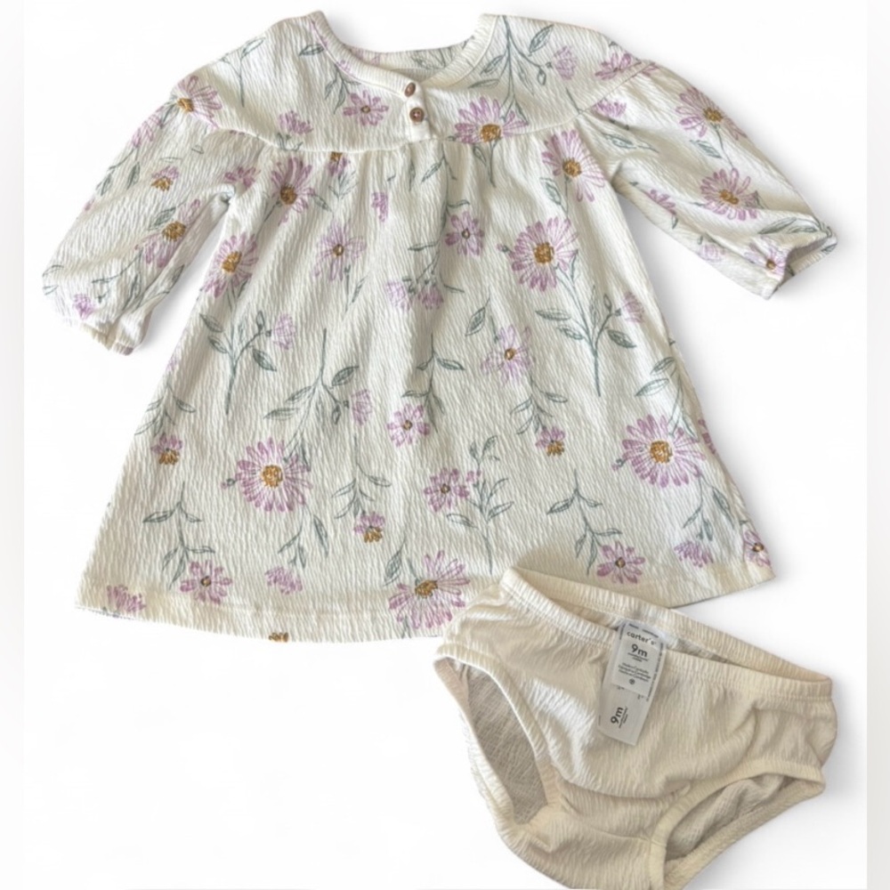 Carter's Floral Baby Dress - Cream and Purple